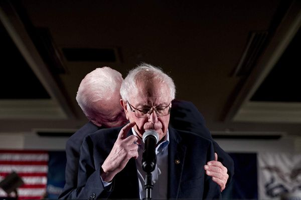 Biden taking a really good sniff of Bernie.